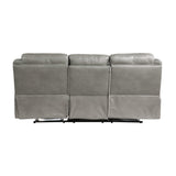 Aram Gray Faux Leather Double Reclining Sofa by Homelegance at Eve Furniture