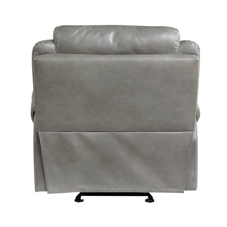 Aram Gray Faux Leather Glider Reclining Chair by Homelegance at Eve Furniture