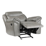 Aram Gray Faux Leather Glider Reclining Chair by Homelegance at Eve Furniture
