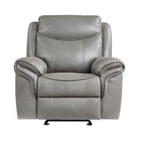 Aram Gray Faux Leather Glider Reclining Chair by Homelegance at Eve Furniture