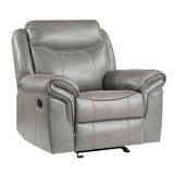 Aram Gray Faux Leather Glider Reclining Chair by Homelegance at Eve Furniture