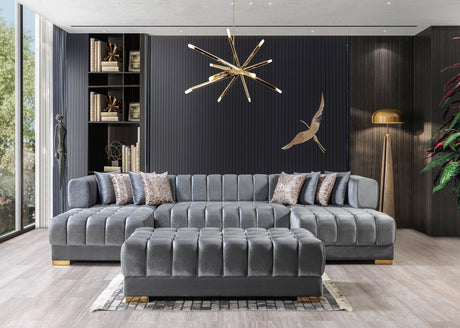 Ariana Gray Velvet Double Chaise Sectional