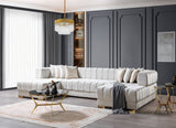 Ariana Ivory Velvet Double Chaise Sectional - ARIANAIVORY-SEC - Eve Furniture