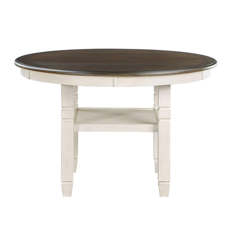 Asher Antique White/Brown Round Dining Table by Homelegance at Eve Furniture