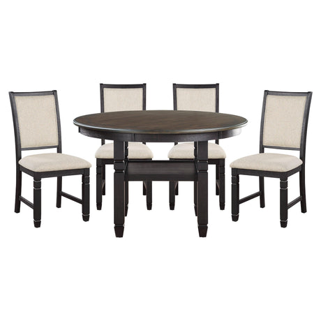 Asher Black/Brown Round 5-Piece Dining Room Set by Homelegance at Eve Furniture