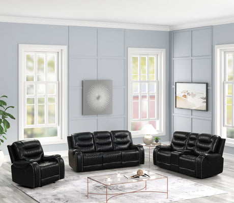Ashley Black Oversized 3-Piece Leather Living Room Set by Happy Homes at Eve Furniture