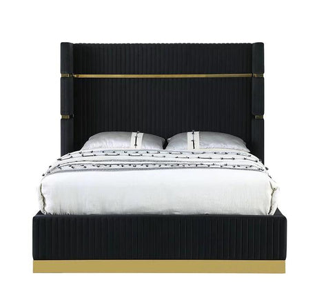 Aspen Black Velvet Queen Platform Bed by New Era Innovations at Eve Furniture
