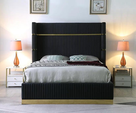 Aspen Black Velvet Queen Platform Bed by New Era Innovations at Eve Furniture