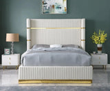 Aspen Cream Velvet King Platform Bed by New Era Innovations at Eve Furniture