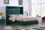 Aspen Green Velvet Queen Platform Bed by New Era Innovations at Eve Furniture