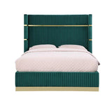 Aspen Green Velvet Queen Platform Bed by New Era Innovations at Eve Furniture