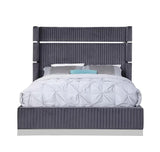 Aspen Grey Velvet Queen Platform Bed by New Era Innovations at Eve Furniture