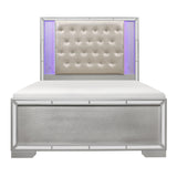 Aveline Silver King LED Upholstered Panel Bed by Homelegance at Eve Furniture