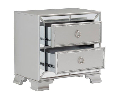 Avondale Silver Mirrored Nightstand by Homelegance at Eve Furniture