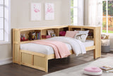 Bartly Pine Twin Bookcase Corner Bed