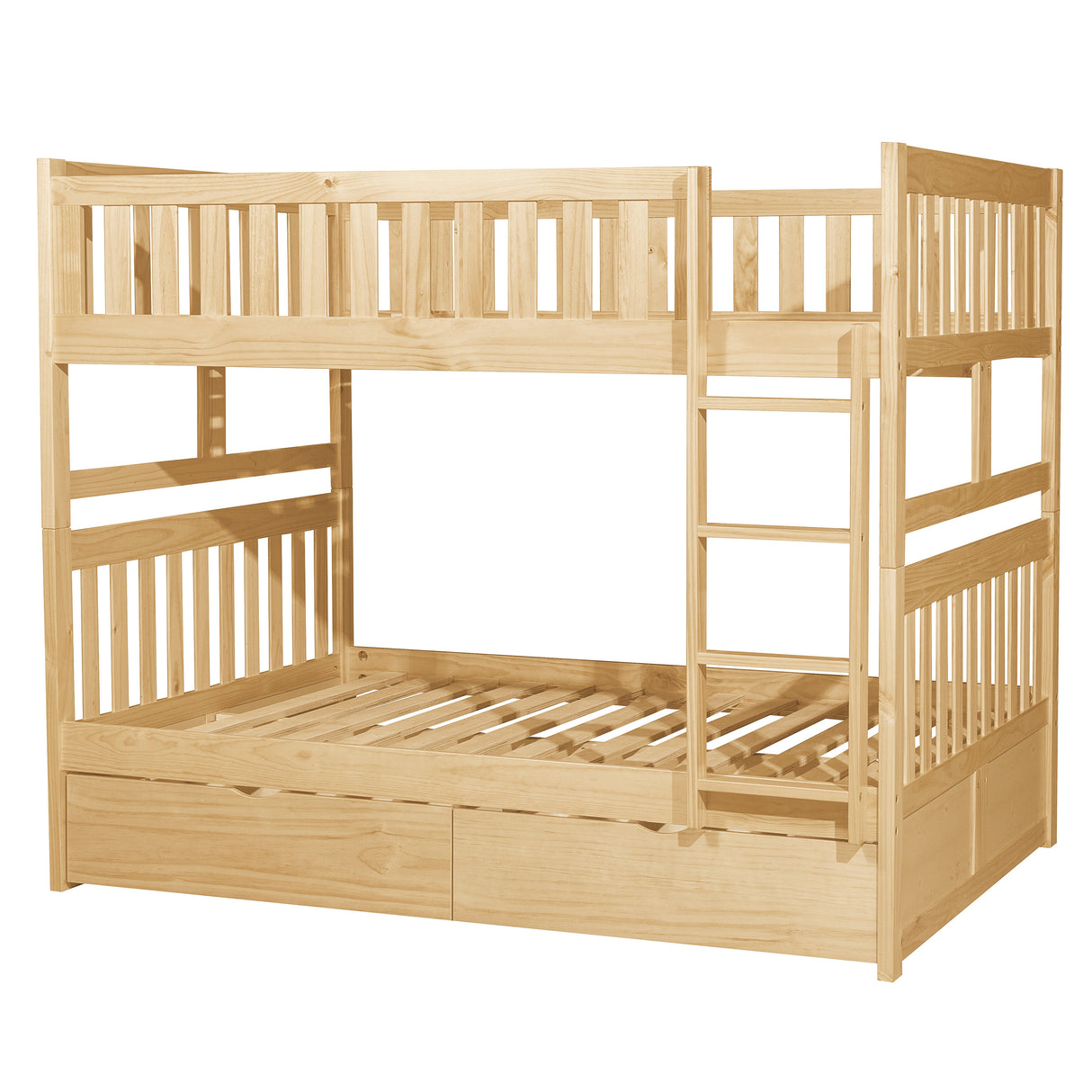 Bartly Pine Full/Full Bunk Bed with Storage Boxes