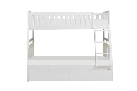 Galen White Twin/Full Bunk Bed with Storage Boxes