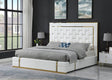 Marbella White/Gold King Storage Platform Bed - Eve Furniture