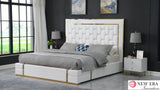 Marbella White/Gold King Storage Platform Bed - Eve Furniture