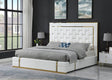 Marbella White/Gold Queen Storage Platform Bed - Eve Furniture