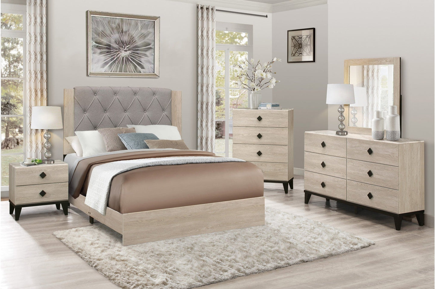 Whiting Natural Upholstered Panel Bedroom Set
