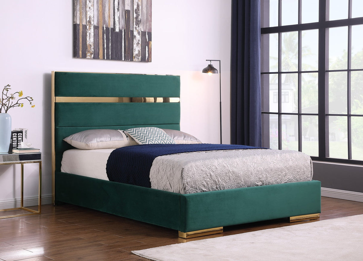 Cartier Green/Gold Queen Platform Bed - Eve Furniture