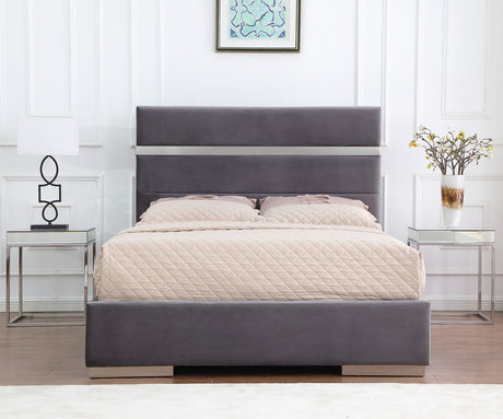 Cartier Gray/Gold Queen Platform Bed - Eve Furniture
