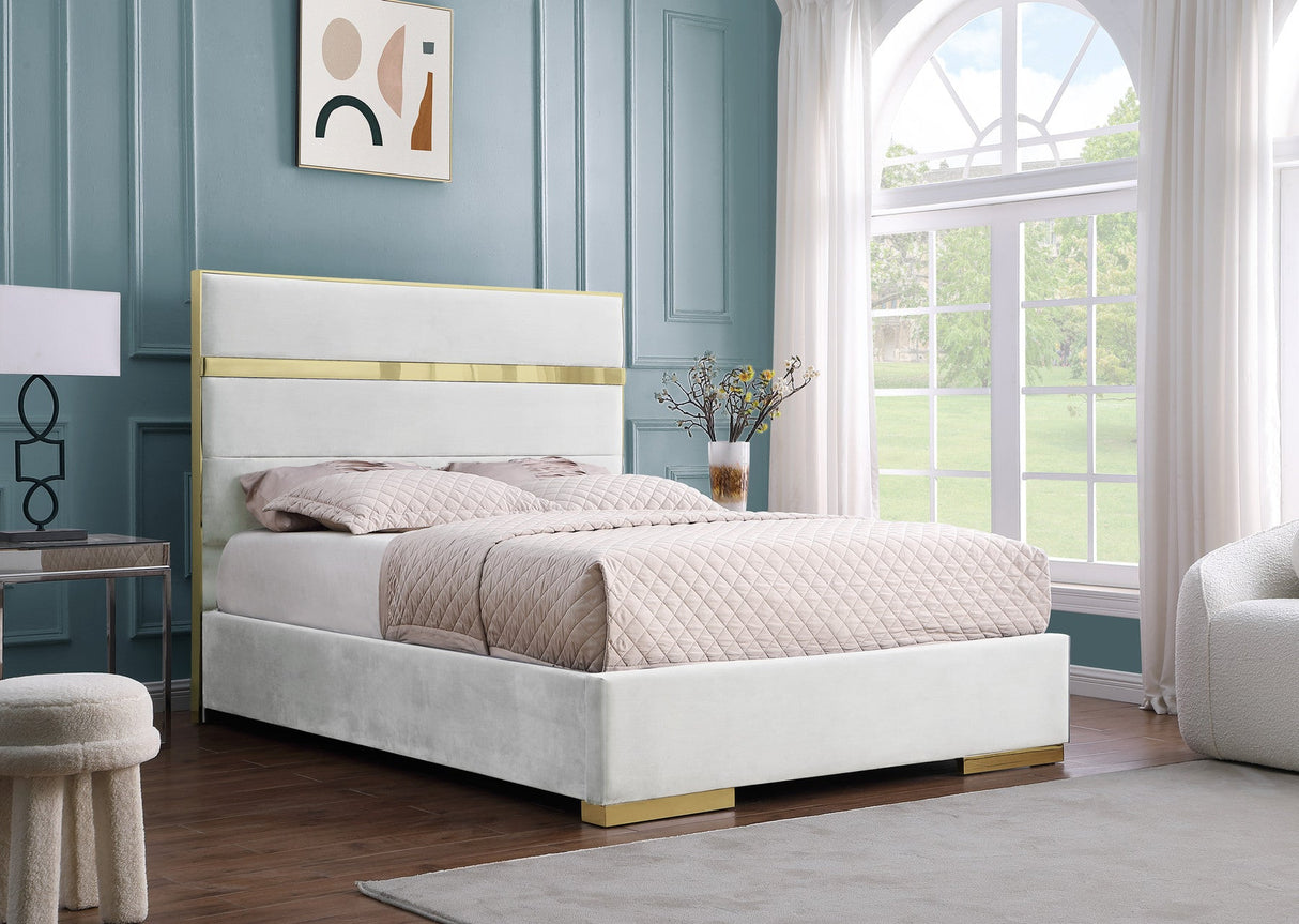 Cartier Ivory/Gold Queen Platform Bed - Eve Furniture