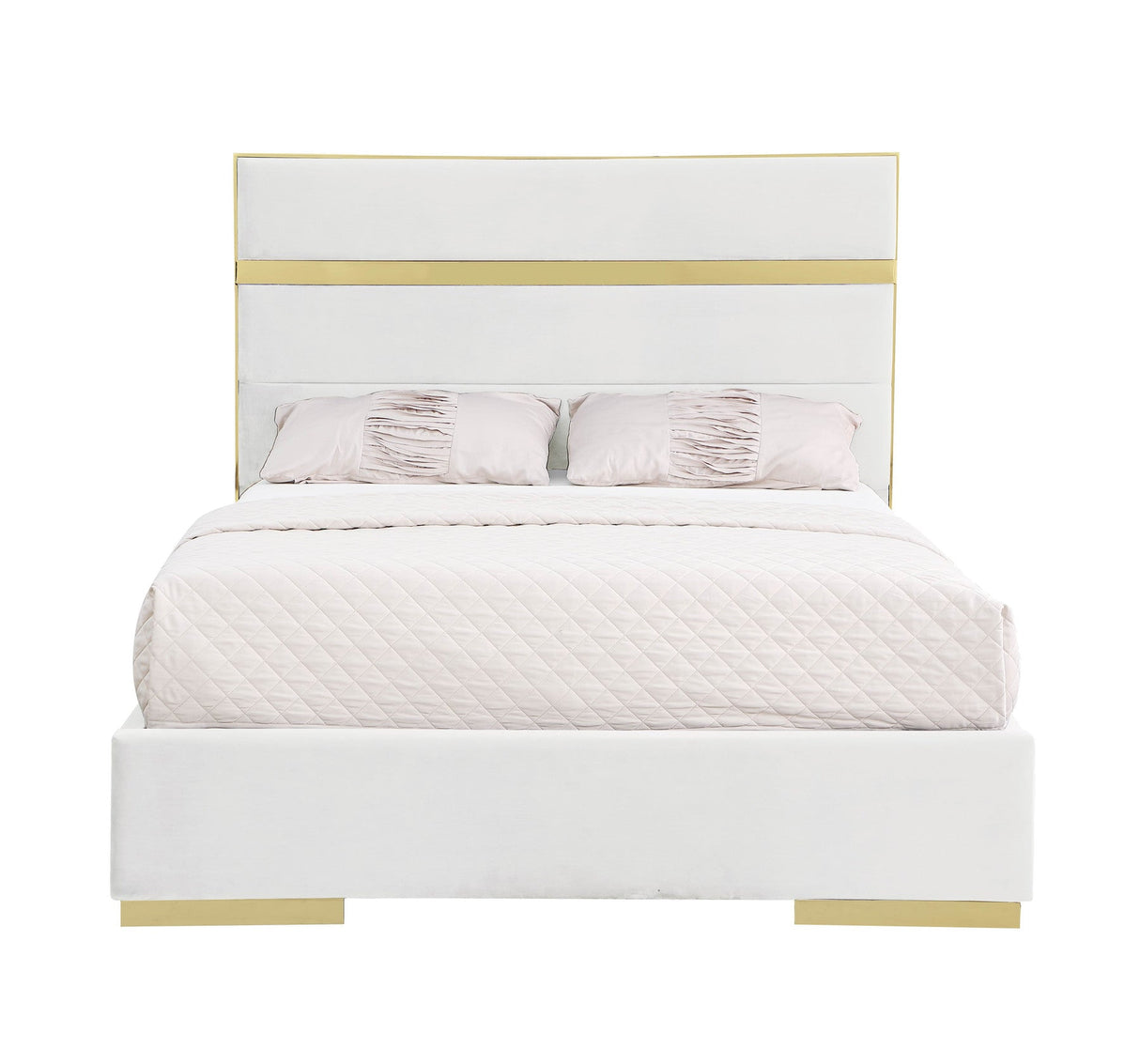 Cartier Ivory/Gold Queen Platform Bed - Eve Furniture
