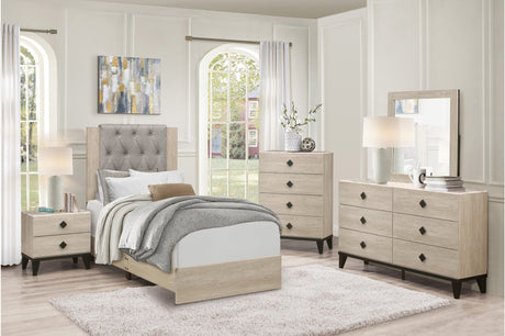 Whiting Natural Twin Upholstered Panel Bed