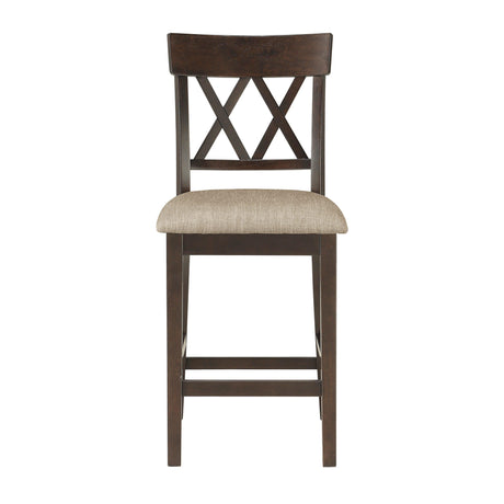 Balin Dark Brown Counter Height Chair, Double X Back, Set of 2 by Homelegance at Eve Furniture