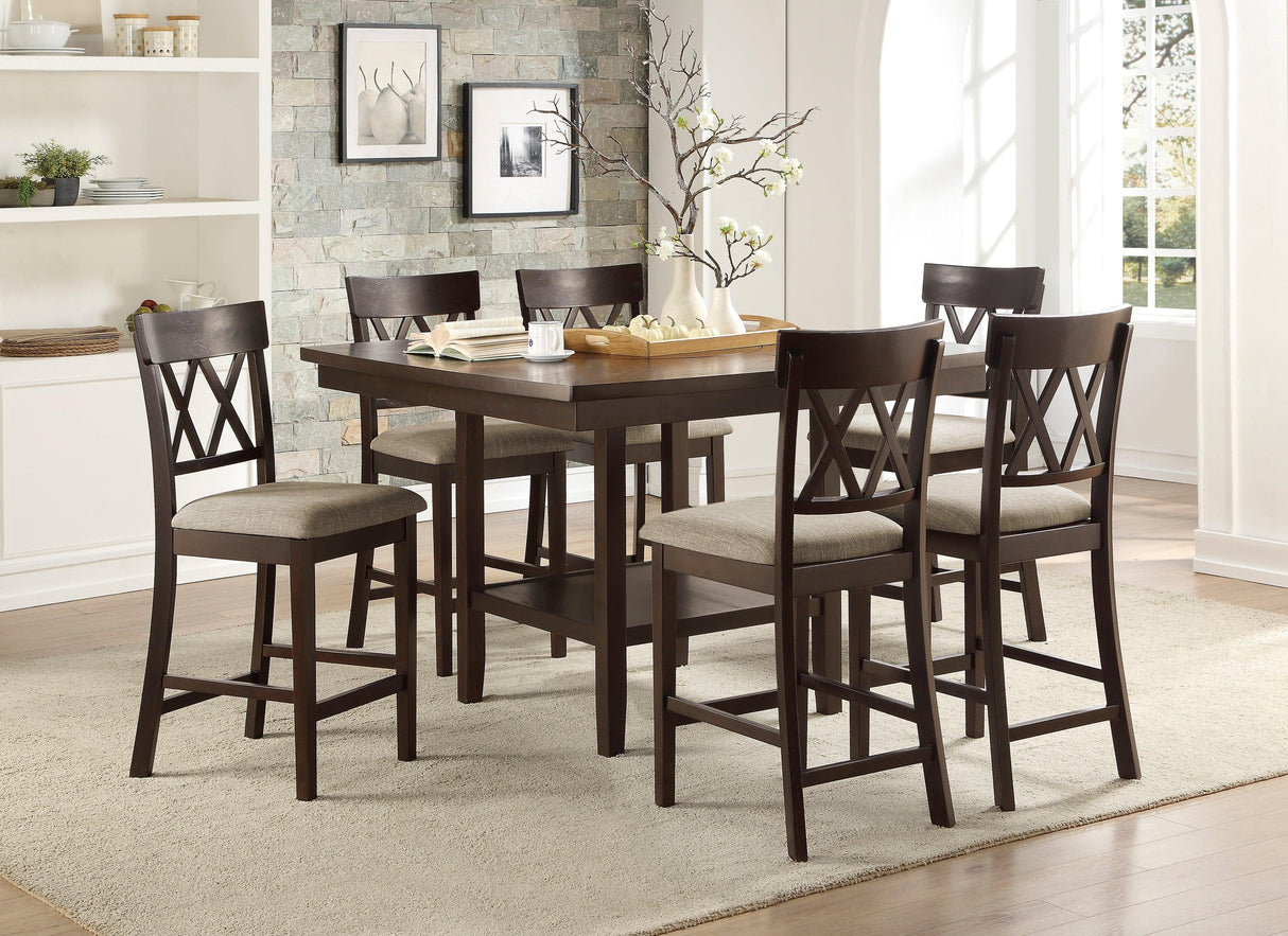 Balin Dark Brown Counter Height Table with Lazy Susan by Homelegance at Eve Furniture