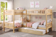 Bartly Pine Corner Bunk Bed with Twin Trundle by Homelegance at Eve Furniture