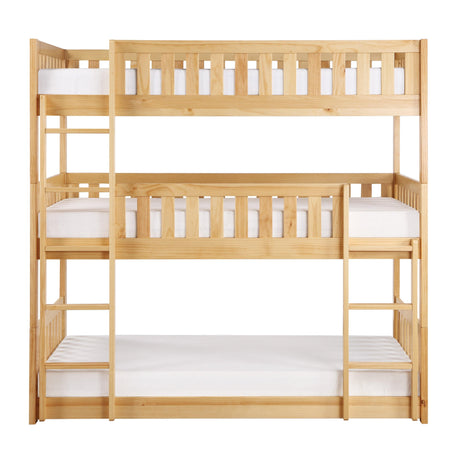 Bartly Pine Triple Bunk Bed by Homelegance at Eve Furniture