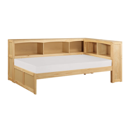 Bartly Pine Twin Bookcase Corner Bed by Homelegance at Eve Furniture