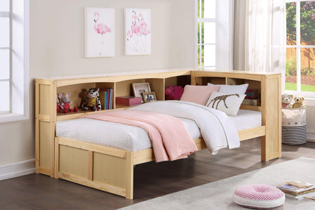 Bartly Pine Twin Bookcase Corner Bed by Homelegance at Eve Furniture