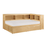 Bartly Pine Twin Bookcase Corner Bed with Storage Boxes by Homelegance at Eve Furniture