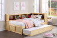 Bartly Pine Twin Bookcase Corner Bed with Twin Trundle by Homelegance at Eve Furniture