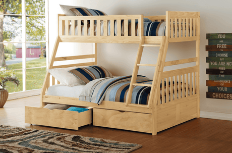 Bartly Pine Twin/Full Bunk Bed with Storage Boxes by Homelegance at Eve Furniture
