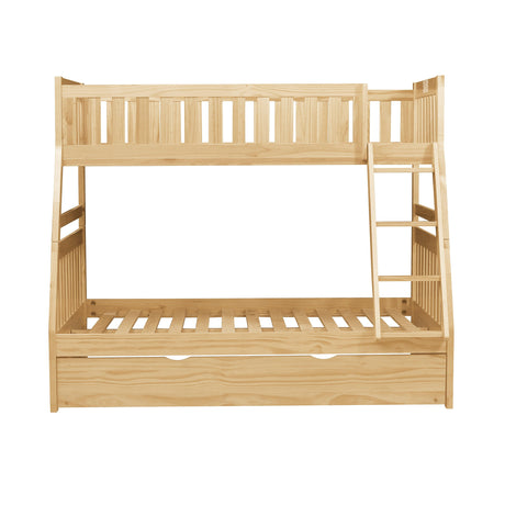 Bartly Pine Twin/Full Bunk Bed with Twin Trundle by Homelegance at Eve Furniture