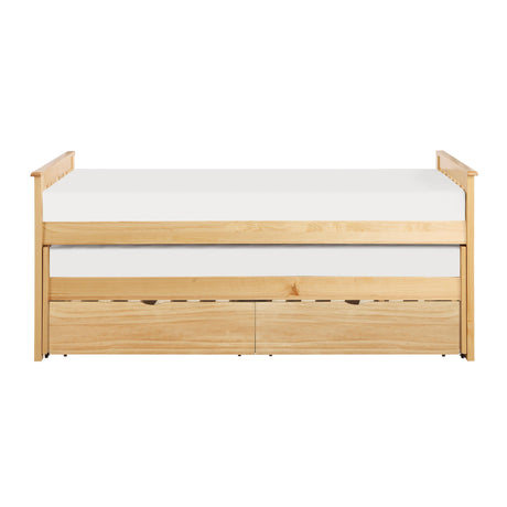 Bartly Pine Twin/Twin Bed with Storage Boxes by Homelegance at Eve Furniture