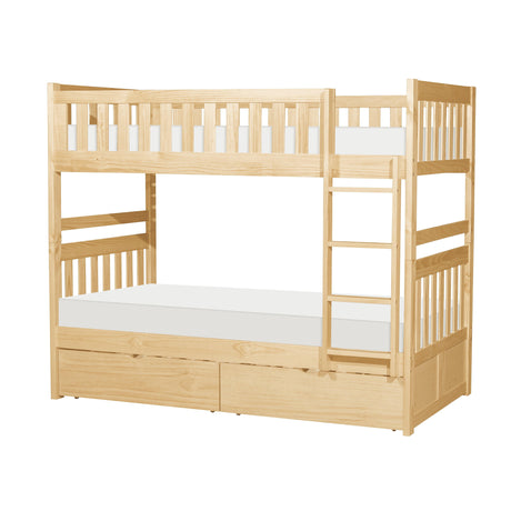 Bartly Pine Twin/Twin Bunk Bed with Storage Boxes by Homelegance at Eve Furniture