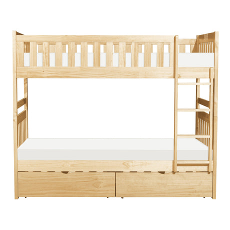 Bartly Pine Twin/Twin Bunk Bed with Storage Boxes by Homelegance at Eve Furniture