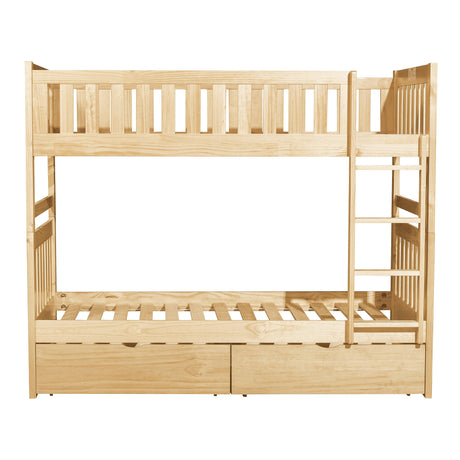 Bartly Pine Twin/Twin Bunk Bed with Storage Boxes by Homelegance at Eve Furniture