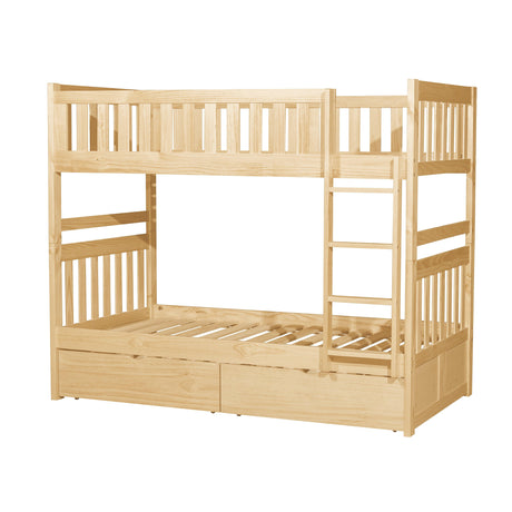 Bartly Pine Twin/Twin Bunk Bed with Storage Boxes by Homelegance at Eve Furniture