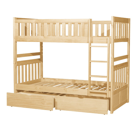 Bartly Pine Twin/Twin Bunk Bed with Storage Boxes by Homelegance at Eve Furniture