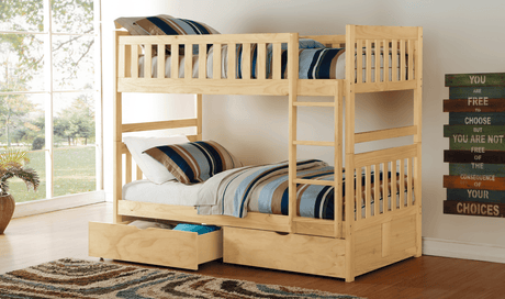 Bartly Pine Twin/Twin Bunk Bed with Storage Boxes by Homelegance at Eve Furniture
