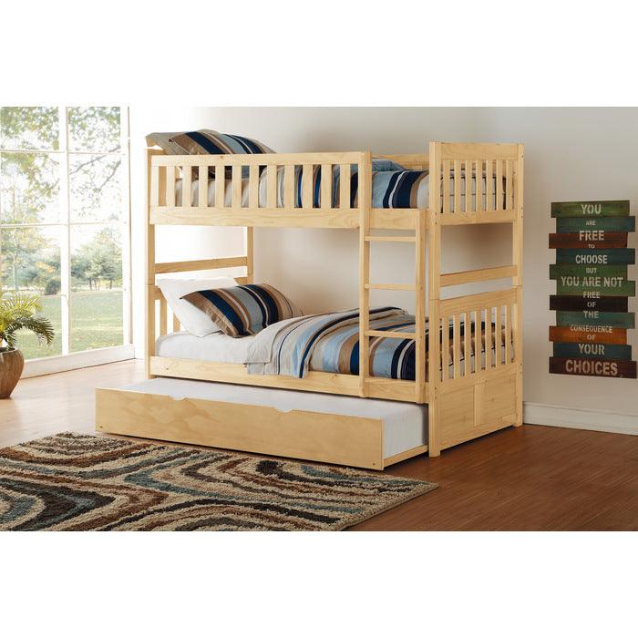 Bartly Pine Twin/Twin Bunk Bed with Twin Trundle by Homelegance at Eve Furniture