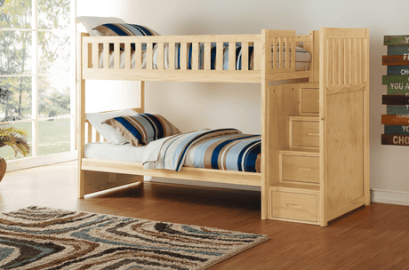 Bartly Pine Twin/Twin Step Bunk Bed by Homelegance at Eve Furniture