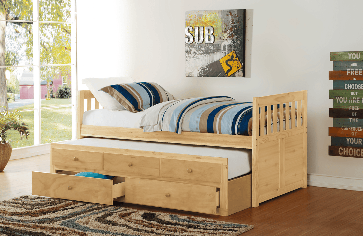 Bartly Pine Twin/Twin Trundle Bed by Homelegance at Eve Furniture